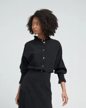 memoir 2 button front dolman sleeve - black