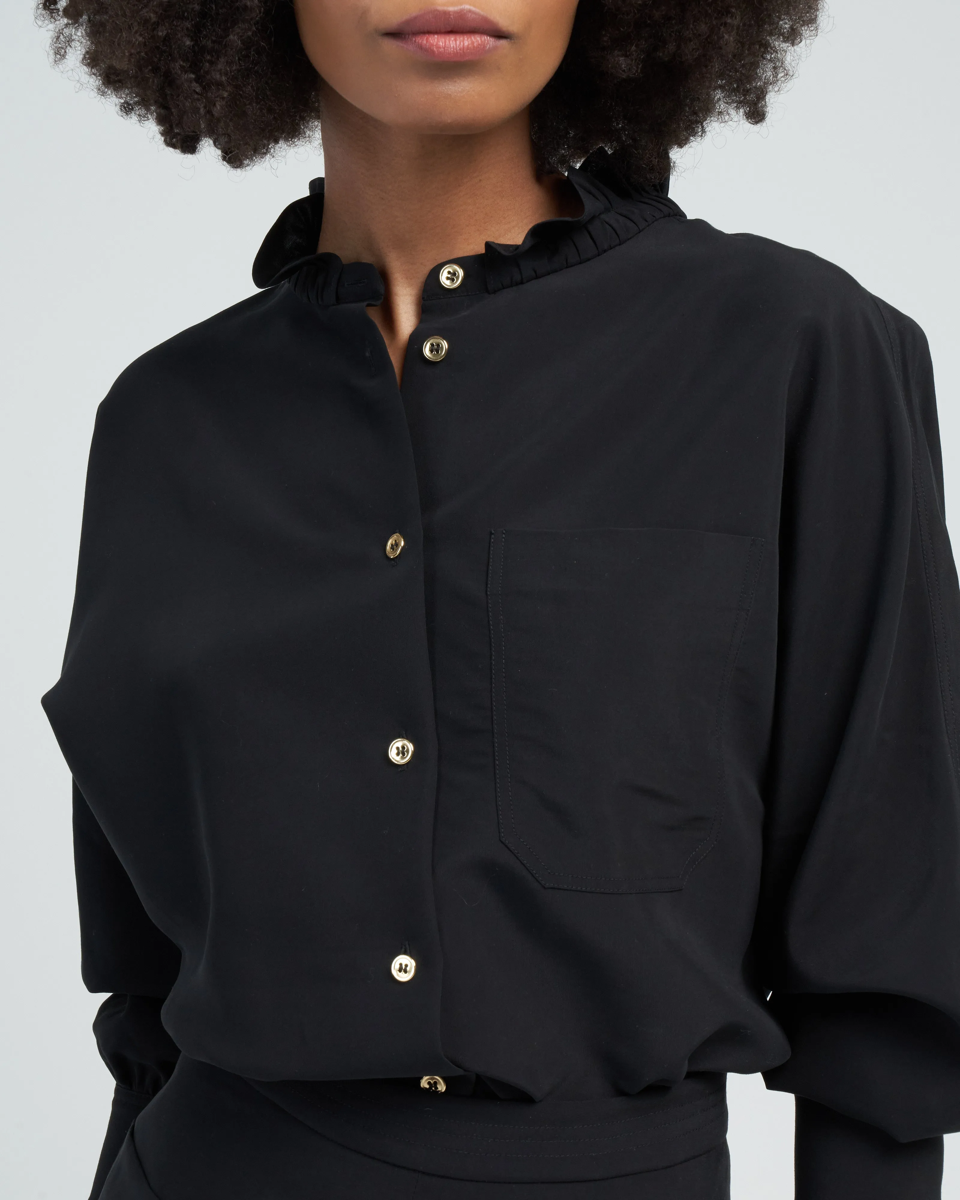 memoir 2 button front dolman sleeve - black