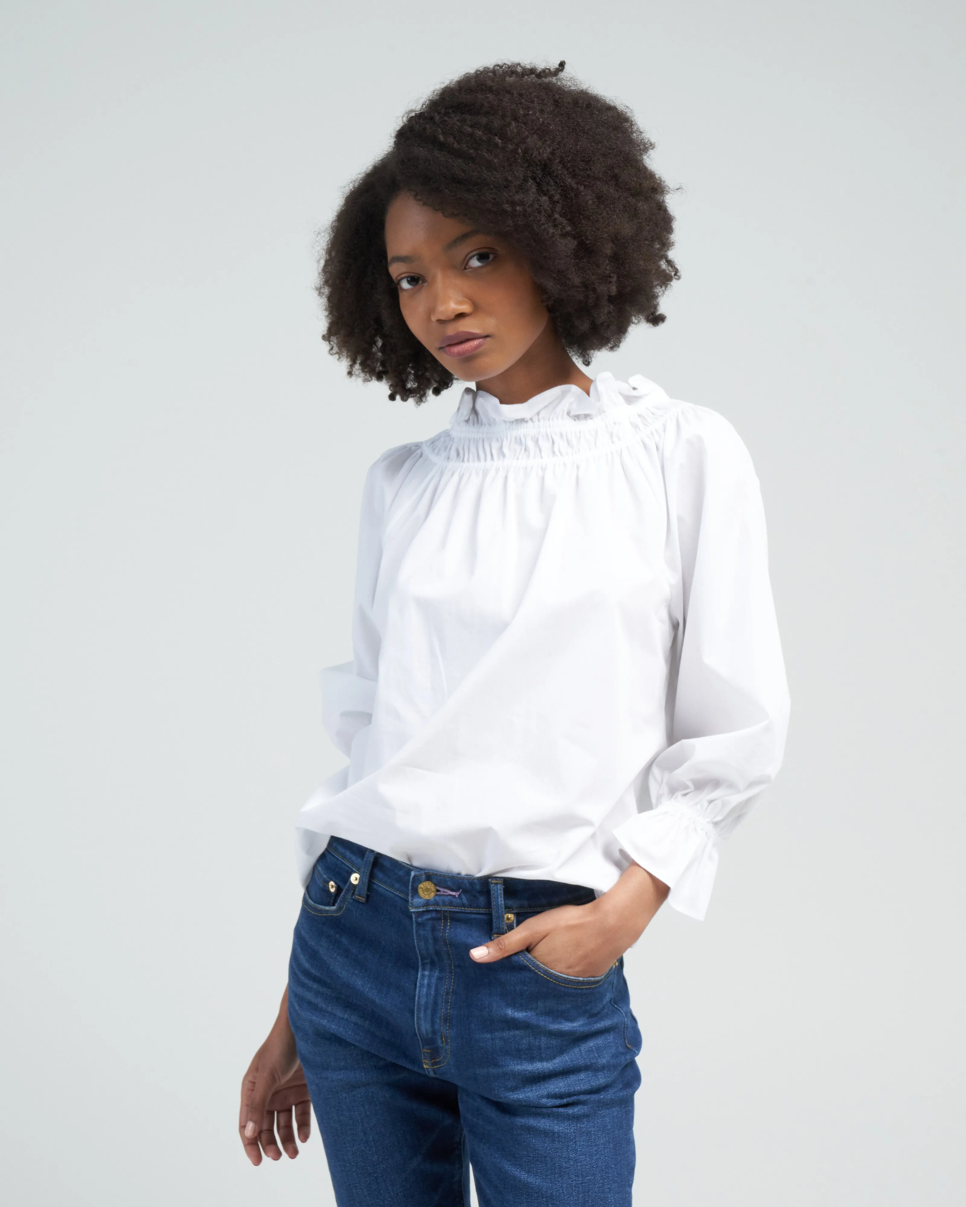 memoir 3 raglan sleeve pullover - white