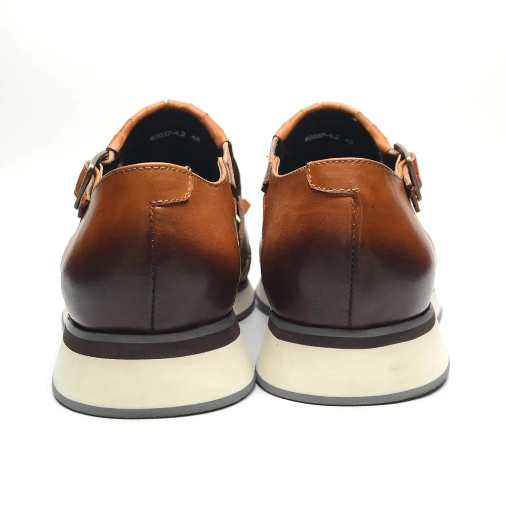 Mens Tassel Sandals Genuine Leather Buckle Strap Hollow Out Summer Casual Shoes