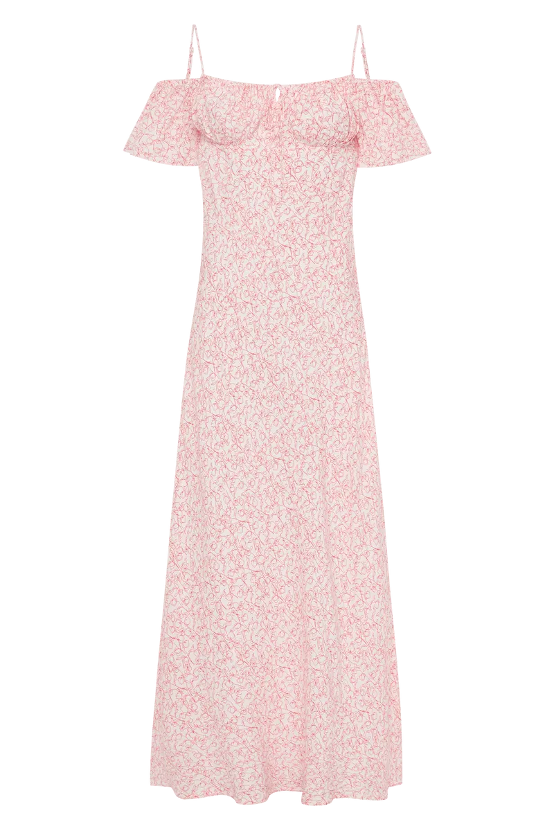 Menton Midi Dress | Micro Calla Vermillion