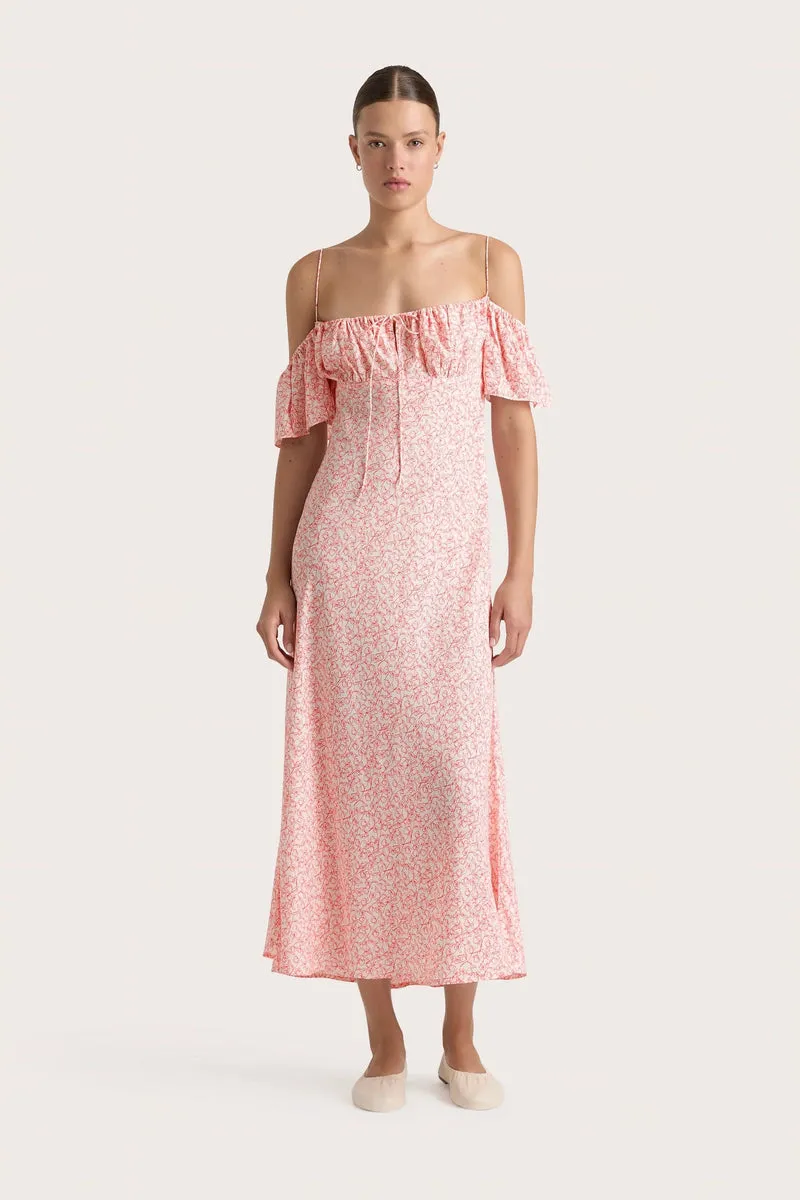 Menton Midi Dress | Micro Calla Vermillion