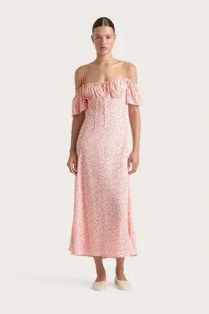 Menton Midi Dress | Micro Calla Vermillion
