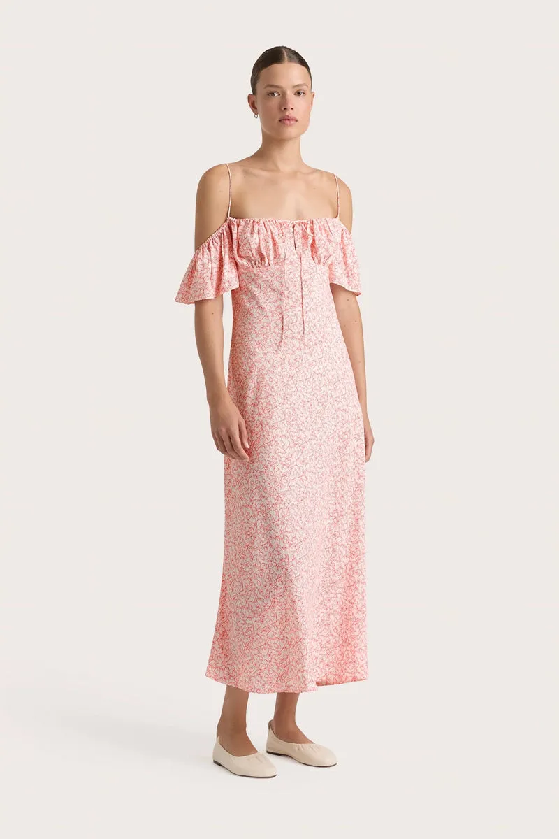 Menton Midi Dress | Micro Calla Vermillion