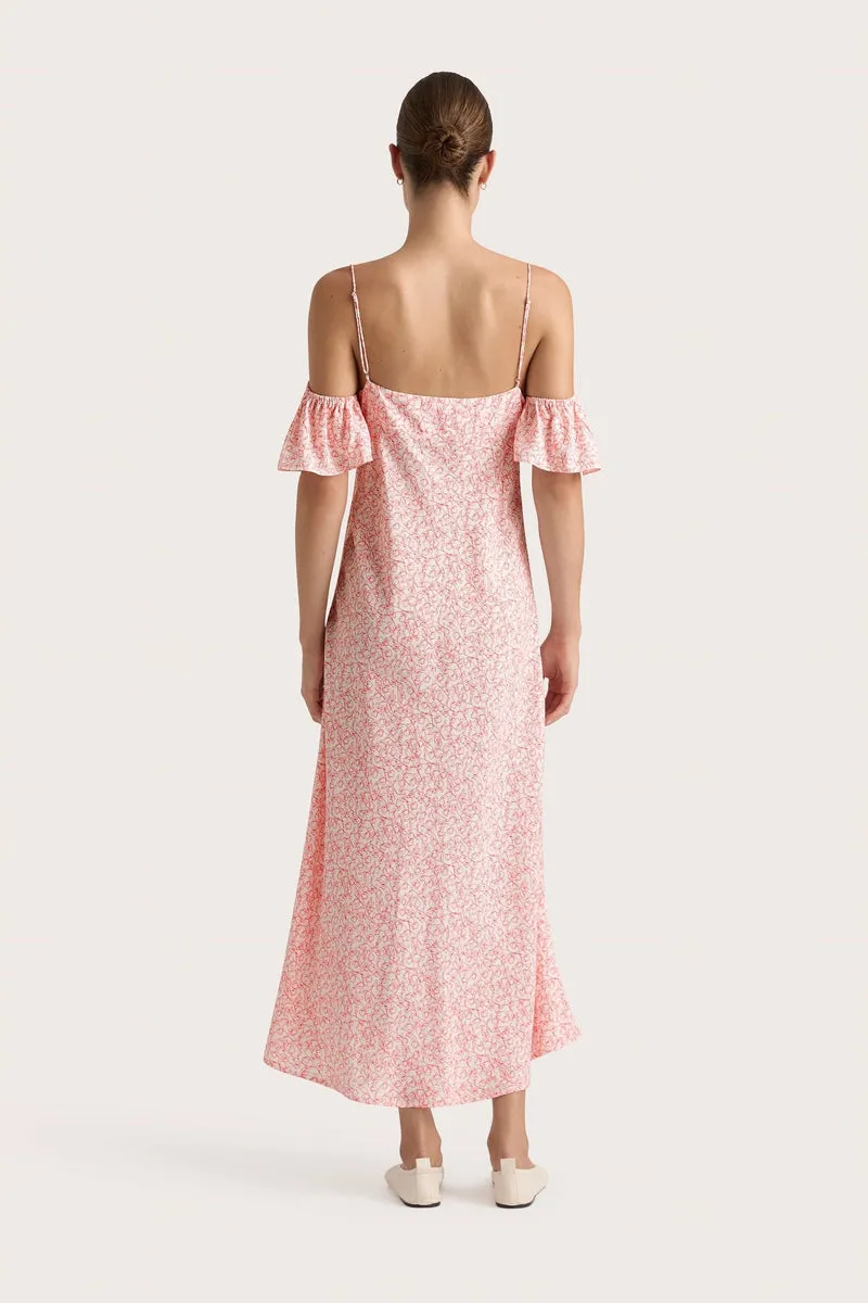 Menton Midi Dress | Micro Calla Vermillion