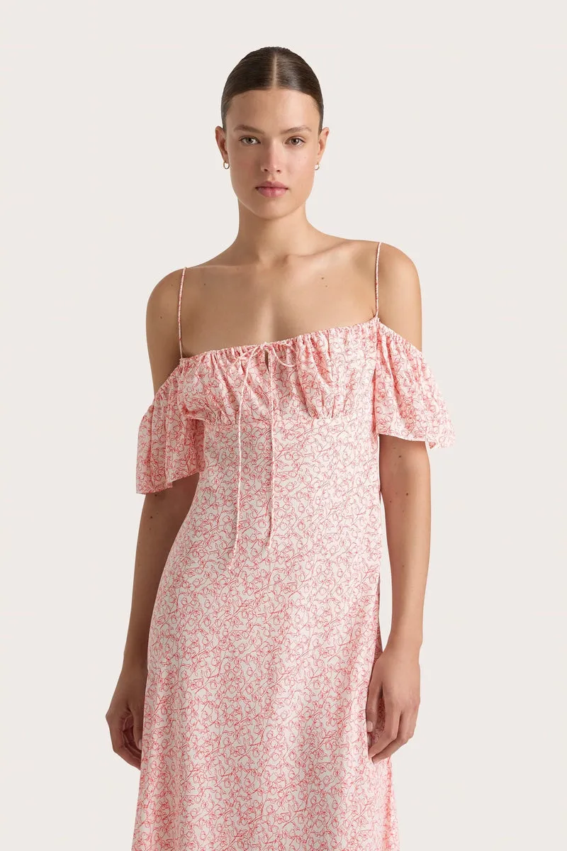 Menton Midi Dress | Micro Calla Vermillion