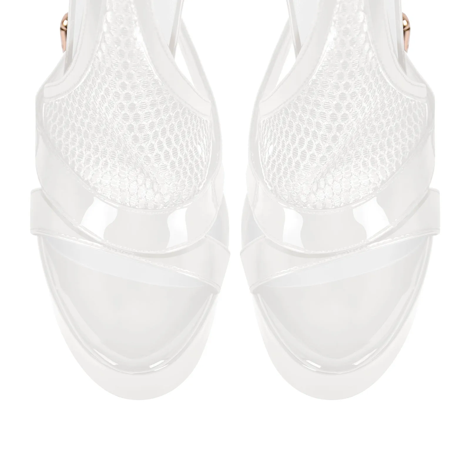 Mesh Buckle Ankle Strap Platform Stiletto Sandals