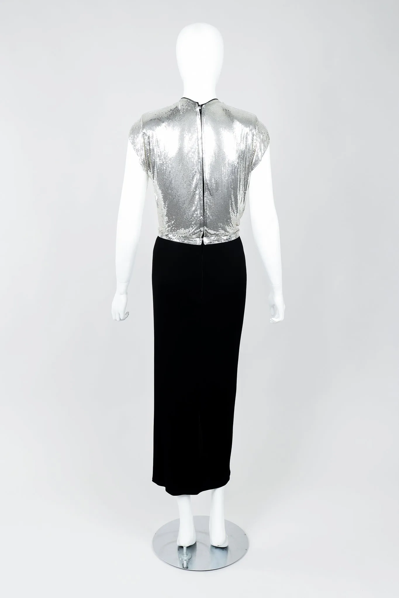 Metal Mesh Draped Cowl Dress