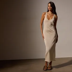 Metallic Knit Tank Dress - Gold