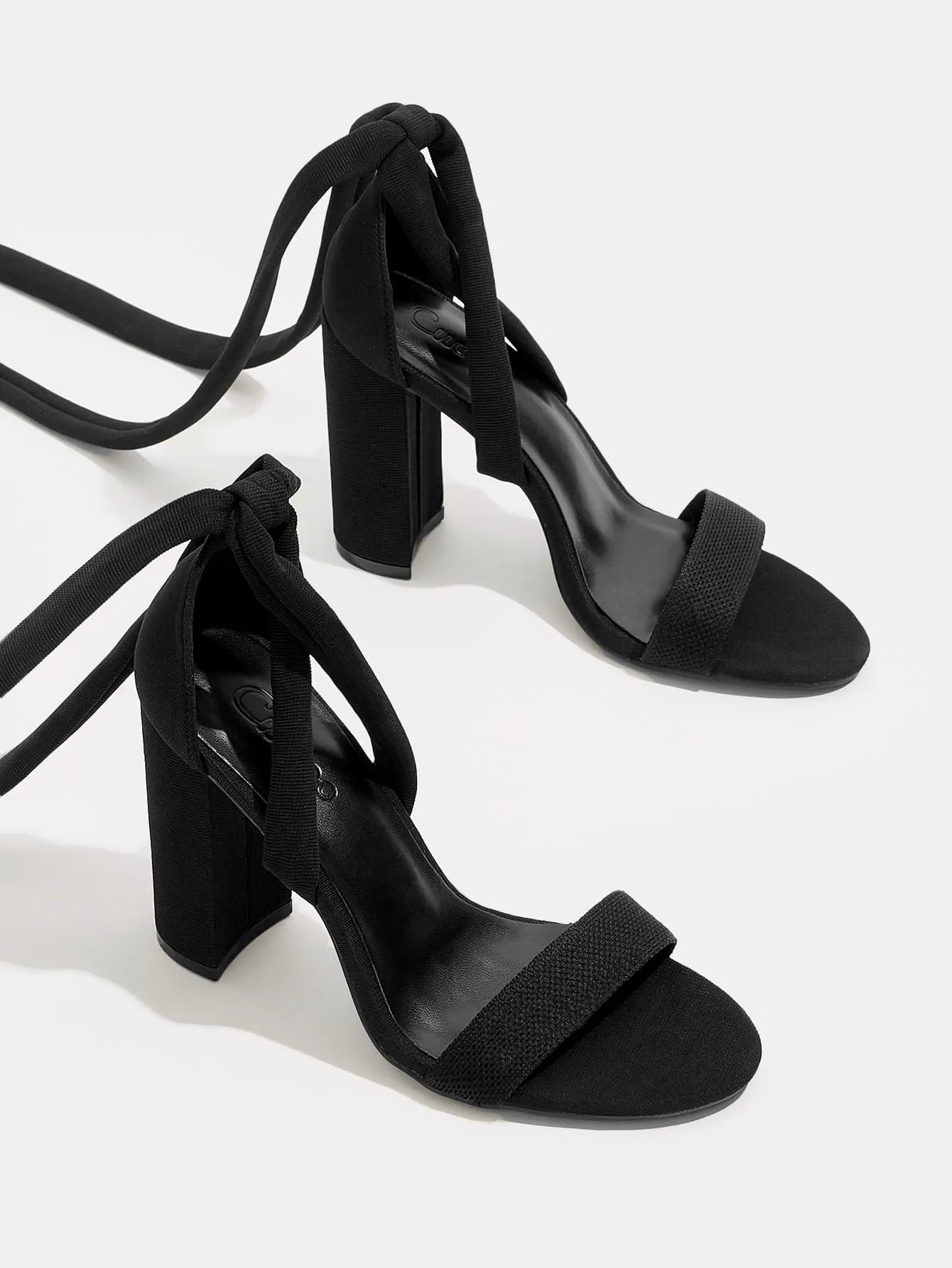 Minimalist Hollow Out Strappy Chunky Heeled Sandals - Black- FD ⚡
