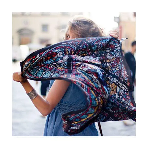 Mith Black Silk Satin Scarf