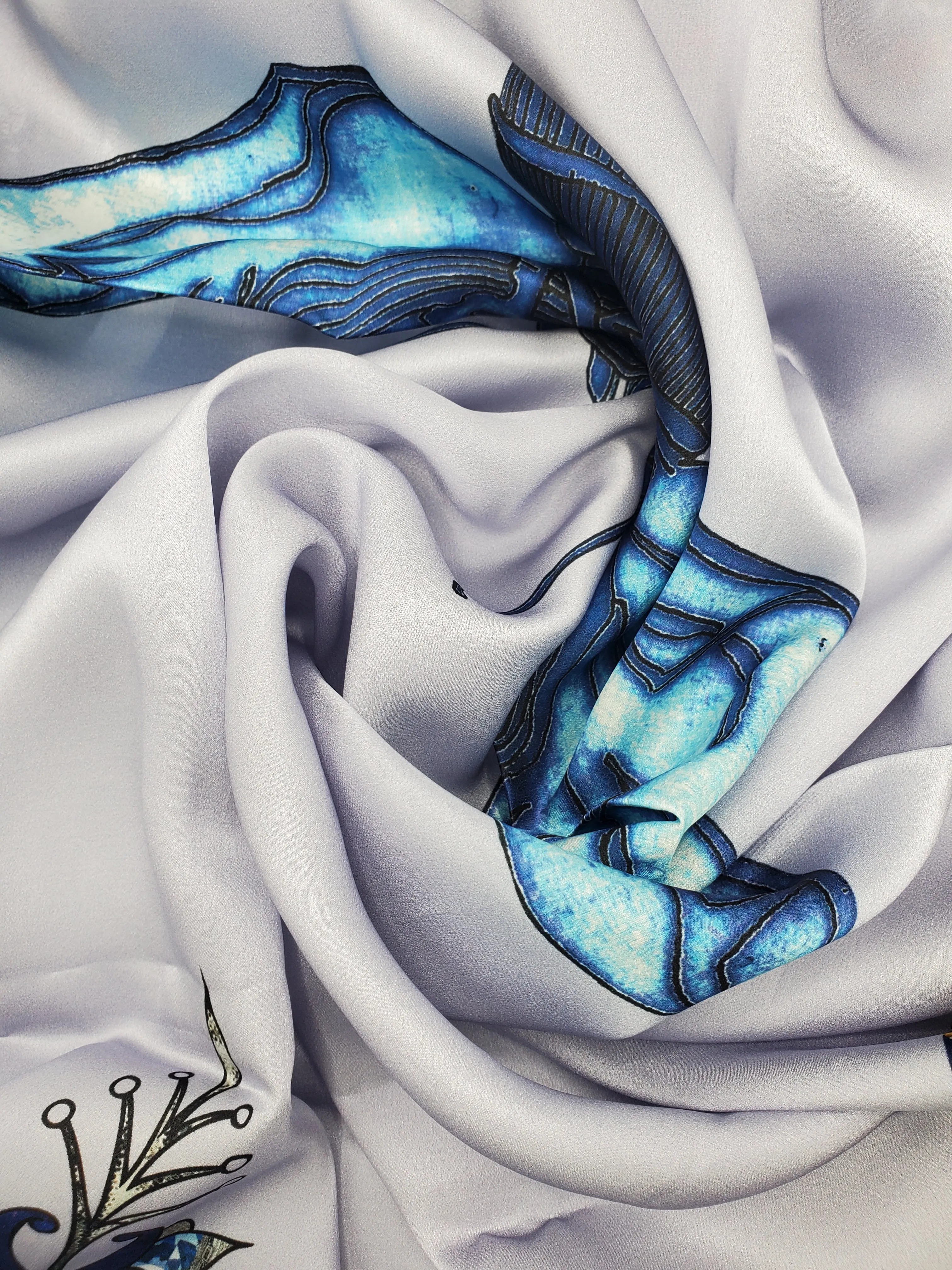 Mith Blue Silk Scarf