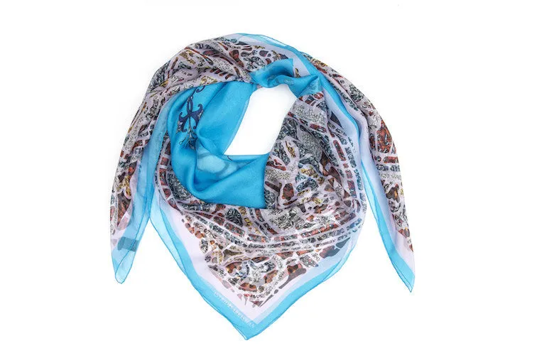 Mith Turquoise Silk Chiffon Scarf