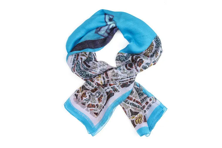 Mith Turquoise Silk Chiffon Scarf