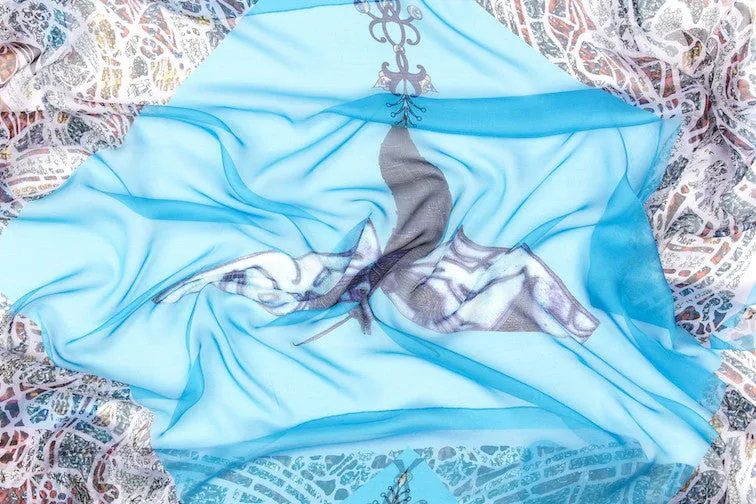 Mith Turquoise Silk Chiffon Scarf