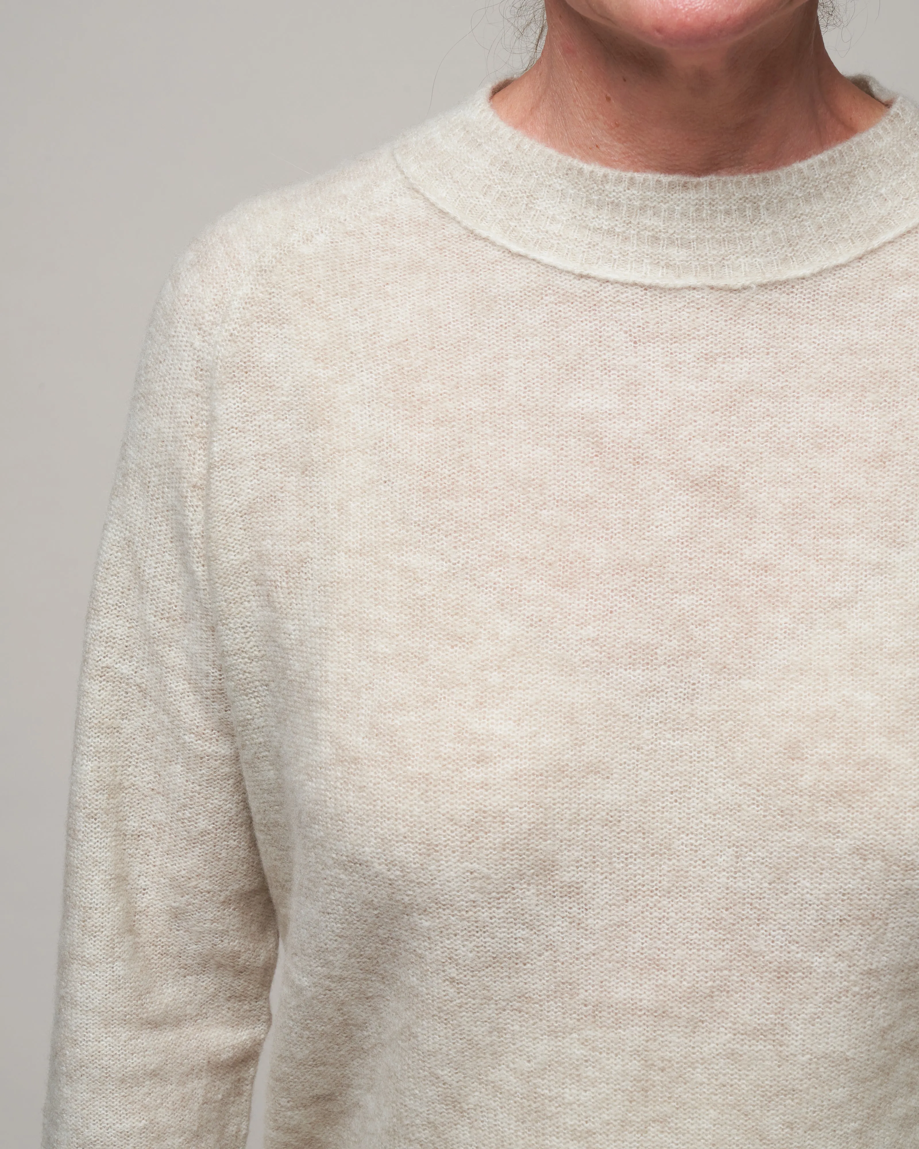 molly long sleeve cropped sweater - heather dove