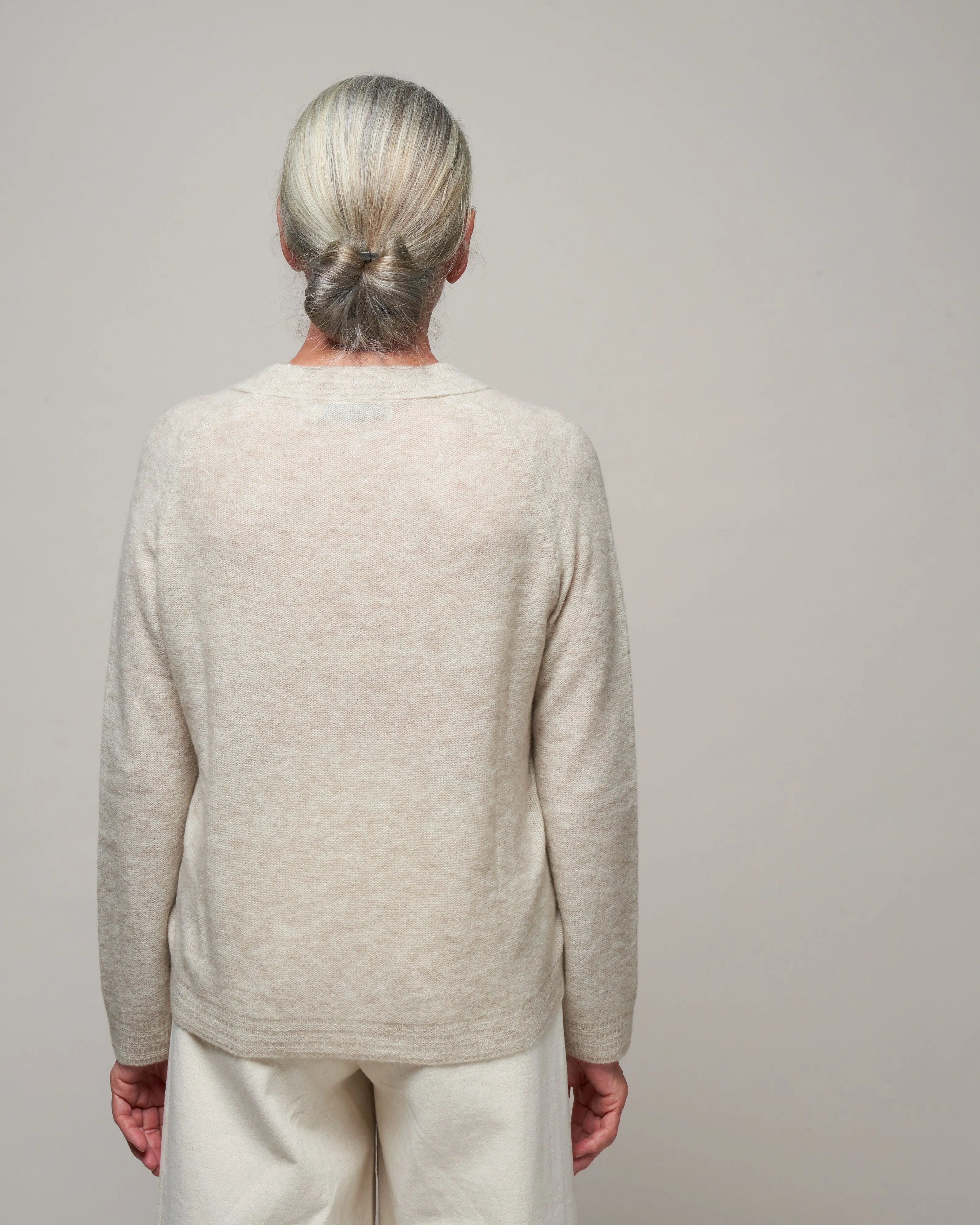 molly long sleeve cropped sweater - heather dove