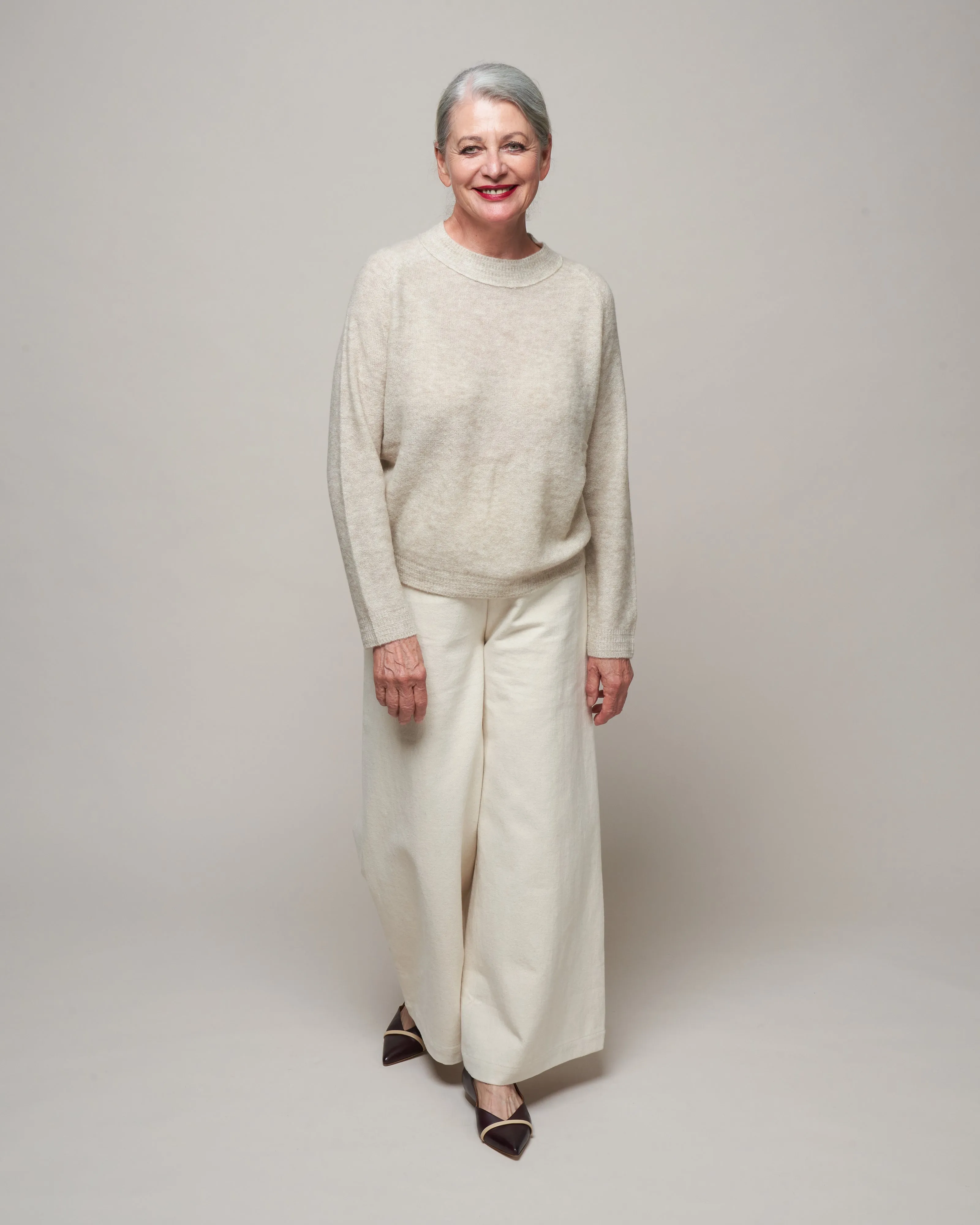 molly long sleeve cropped sweater - heather dove