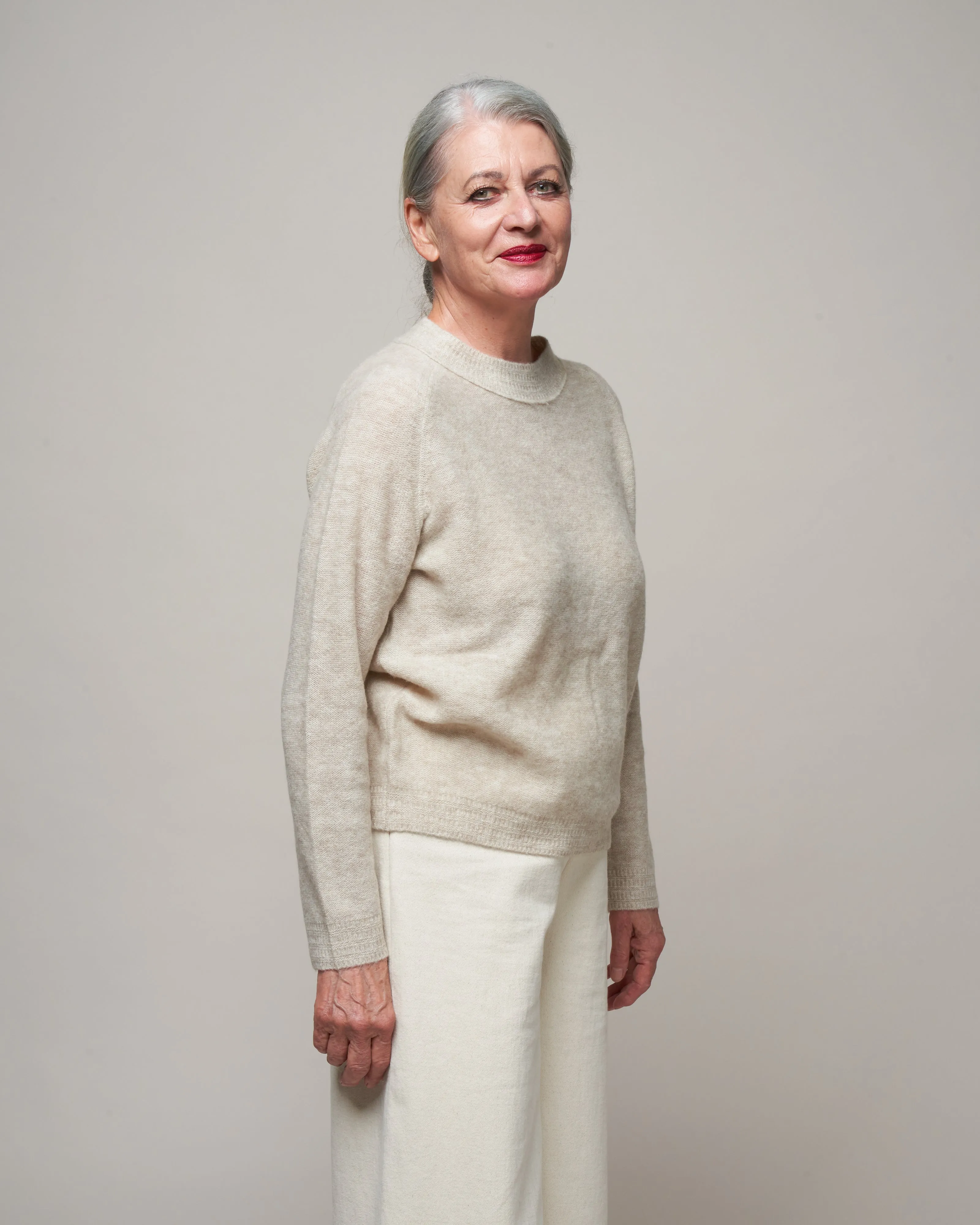 molly long sleeve cropped sweater - heather dove