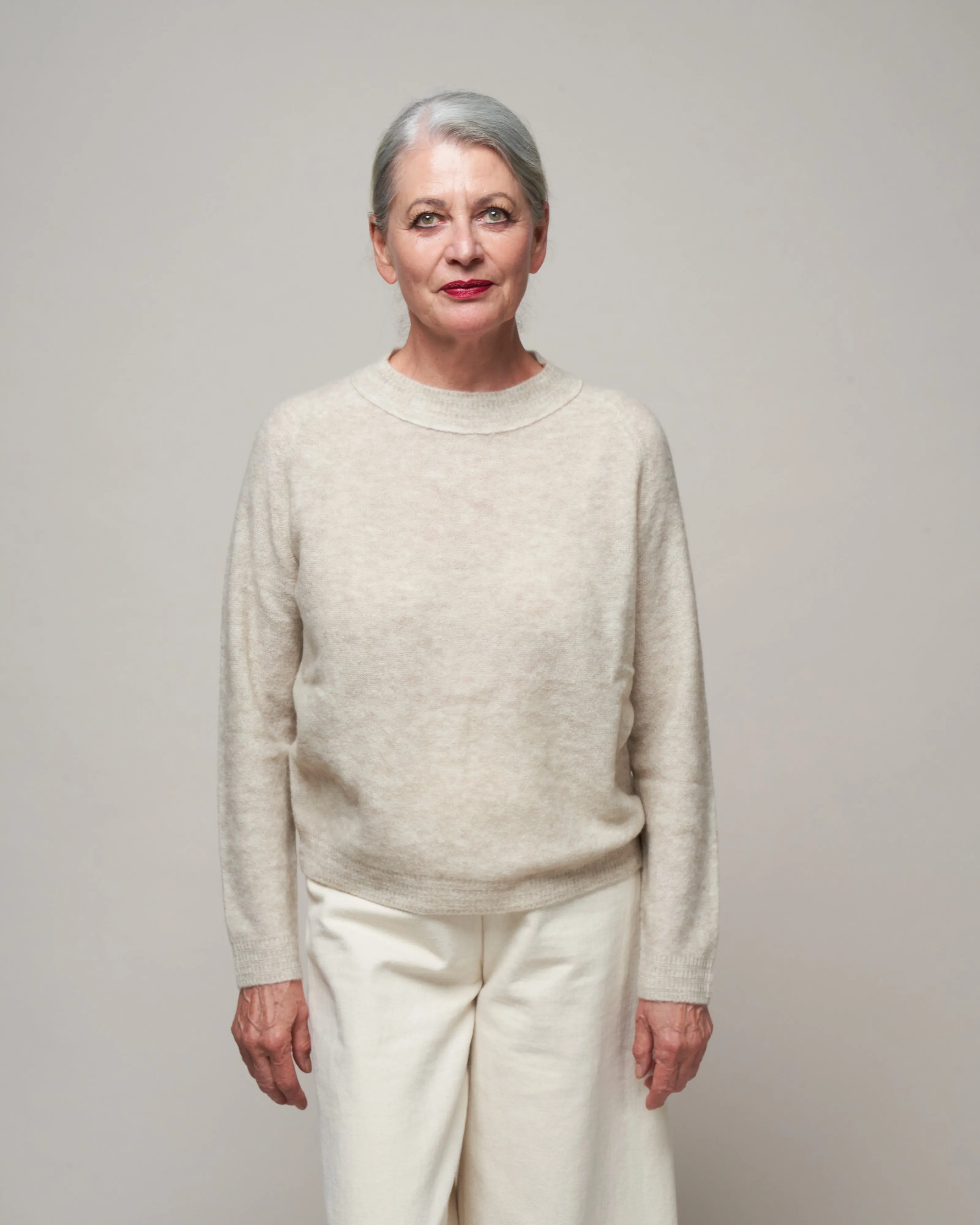 molly long sleeve cropped sweater - heather dove