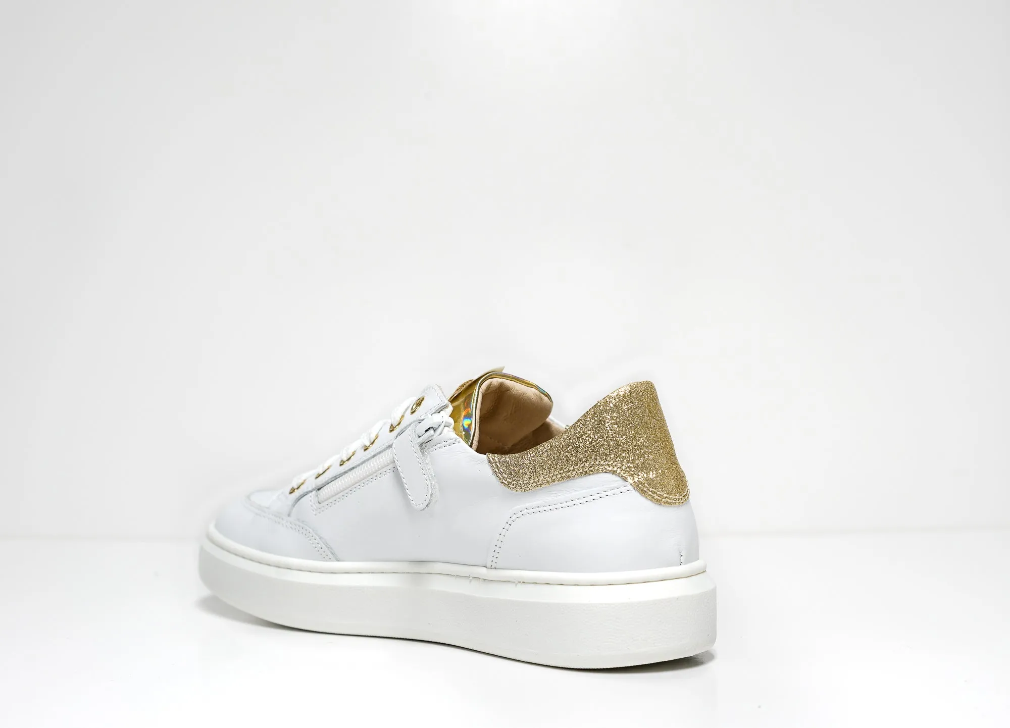 Morelli Women's White & Platinum Leather Sneaker 50750 40% OFF