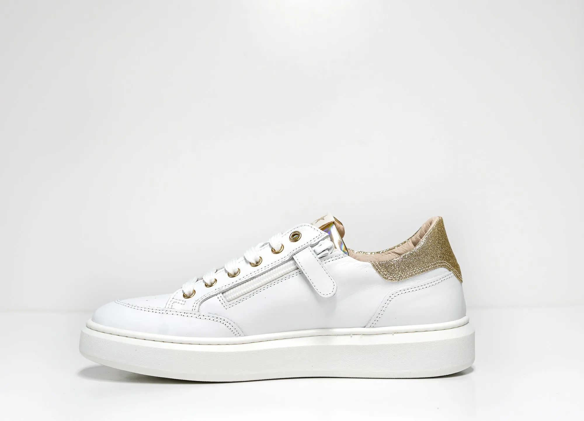 Morelli Women's White & Platinum Leather Sneaker 50750 40% OFF