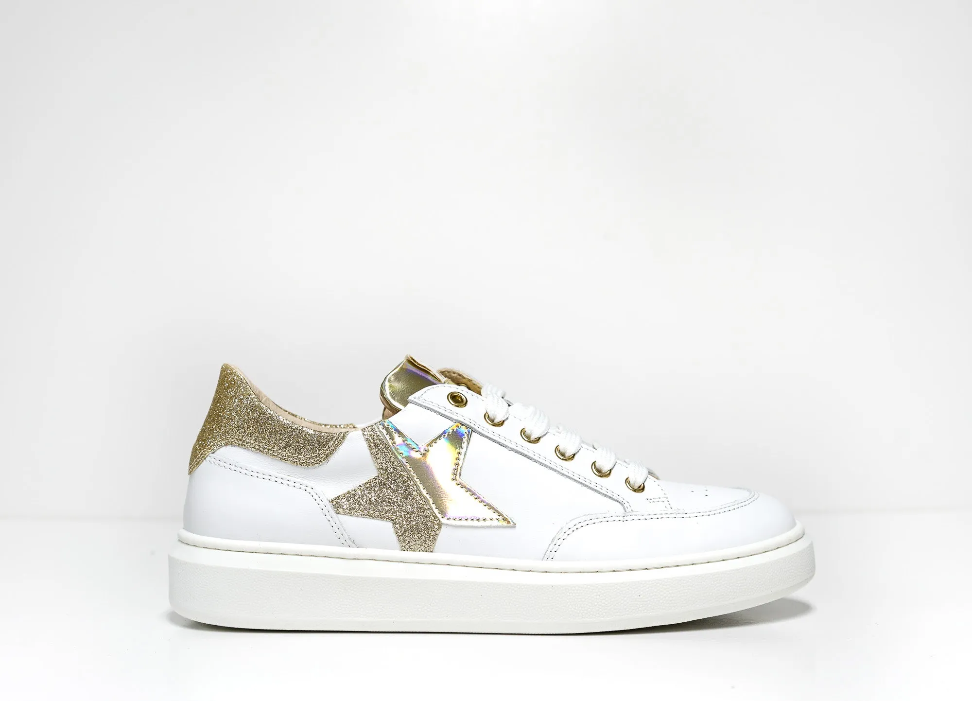 Morelli Women's White & Platinum Leather Sneaker 50750 40% OFF