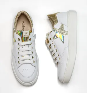 Morelli Women's White & Platinum Leather Sneaker 50750 40% OFF
