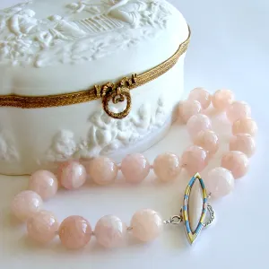 Morganite Beryl Ballet Pink Opal Inlay Toggle Choker Necklace - Dahlia V Necklace