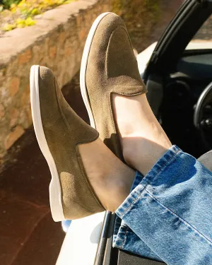 Moss Green Suede Libraria Loafers - Loafers shoes