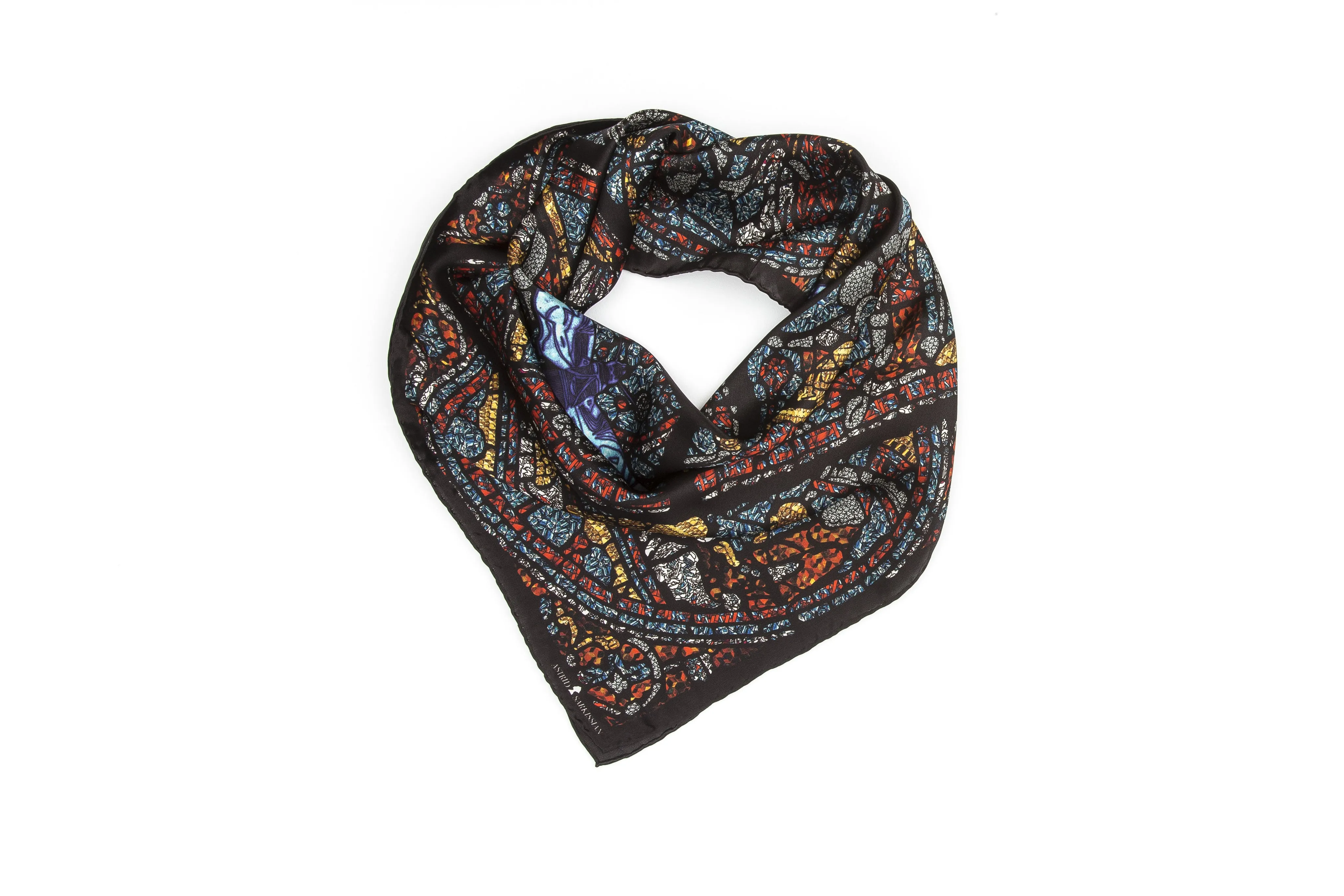 Moth Black Silk Satin Bandana