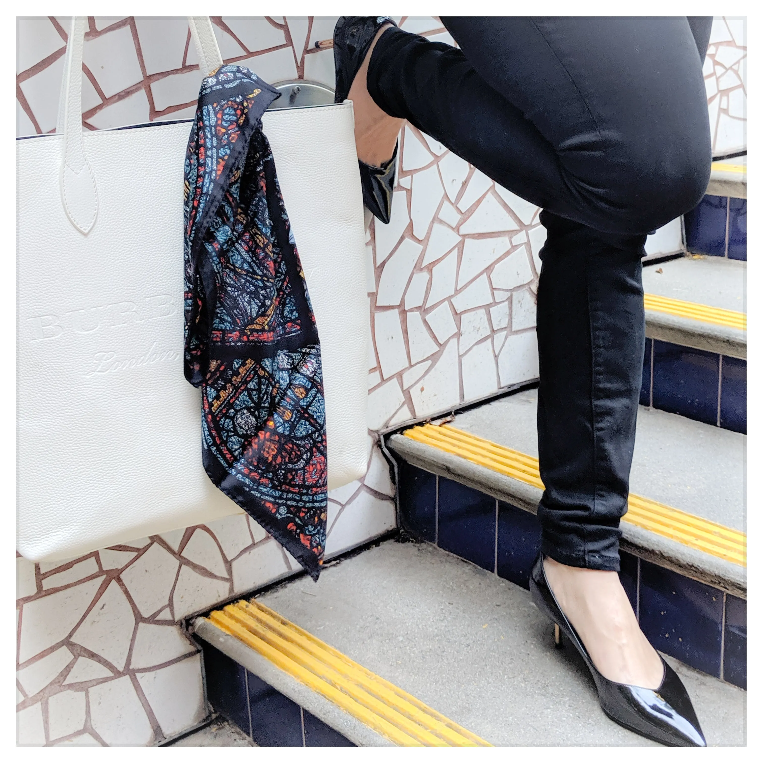 Moth Black Silk Satin Bandana