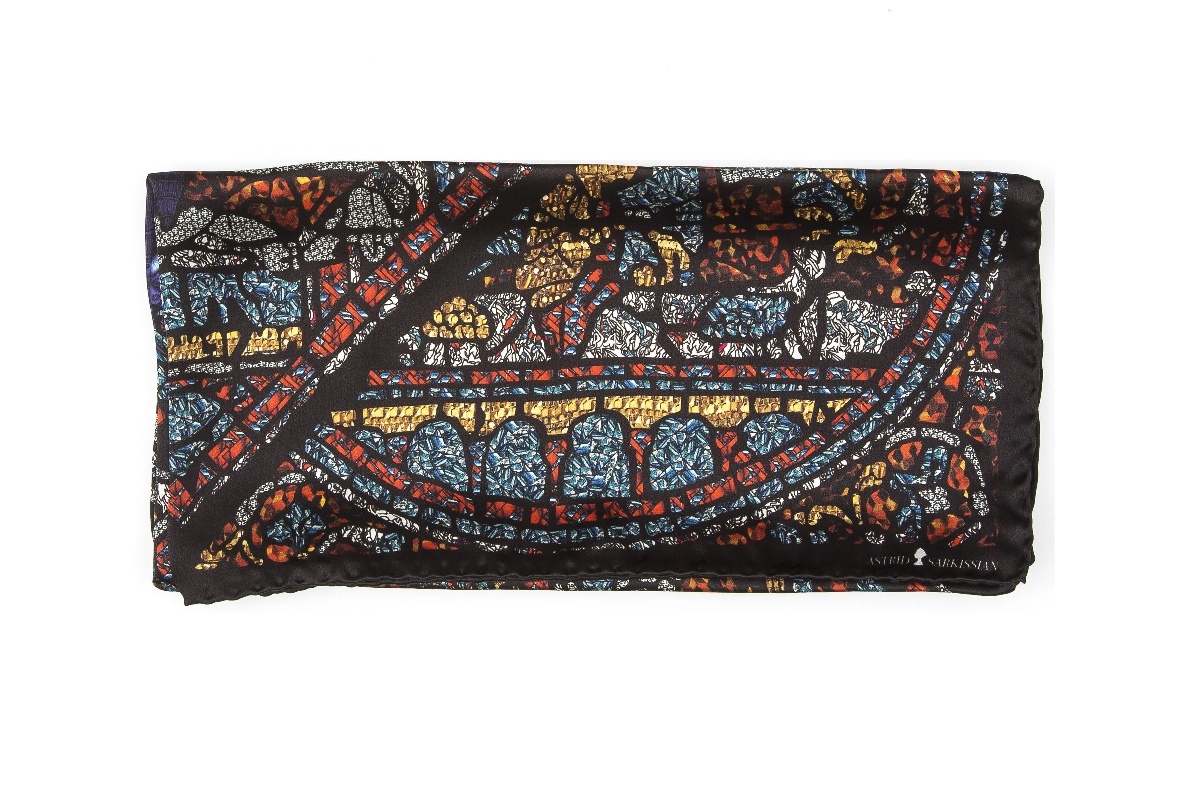 Moth Black Silk Satin Bandana