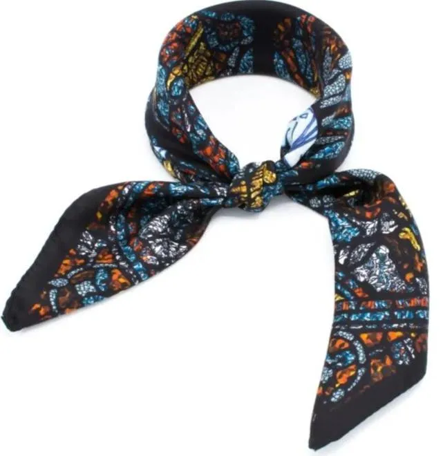 Moth Black Silk Satin Bandana