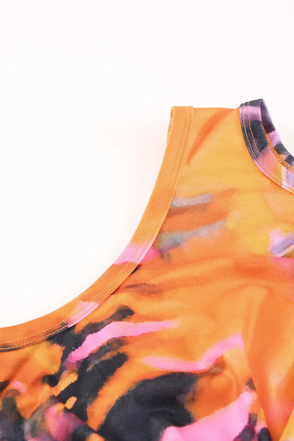 Multicolor Tie-dye Print Hollow Out Twist Bodycon Mini Dress