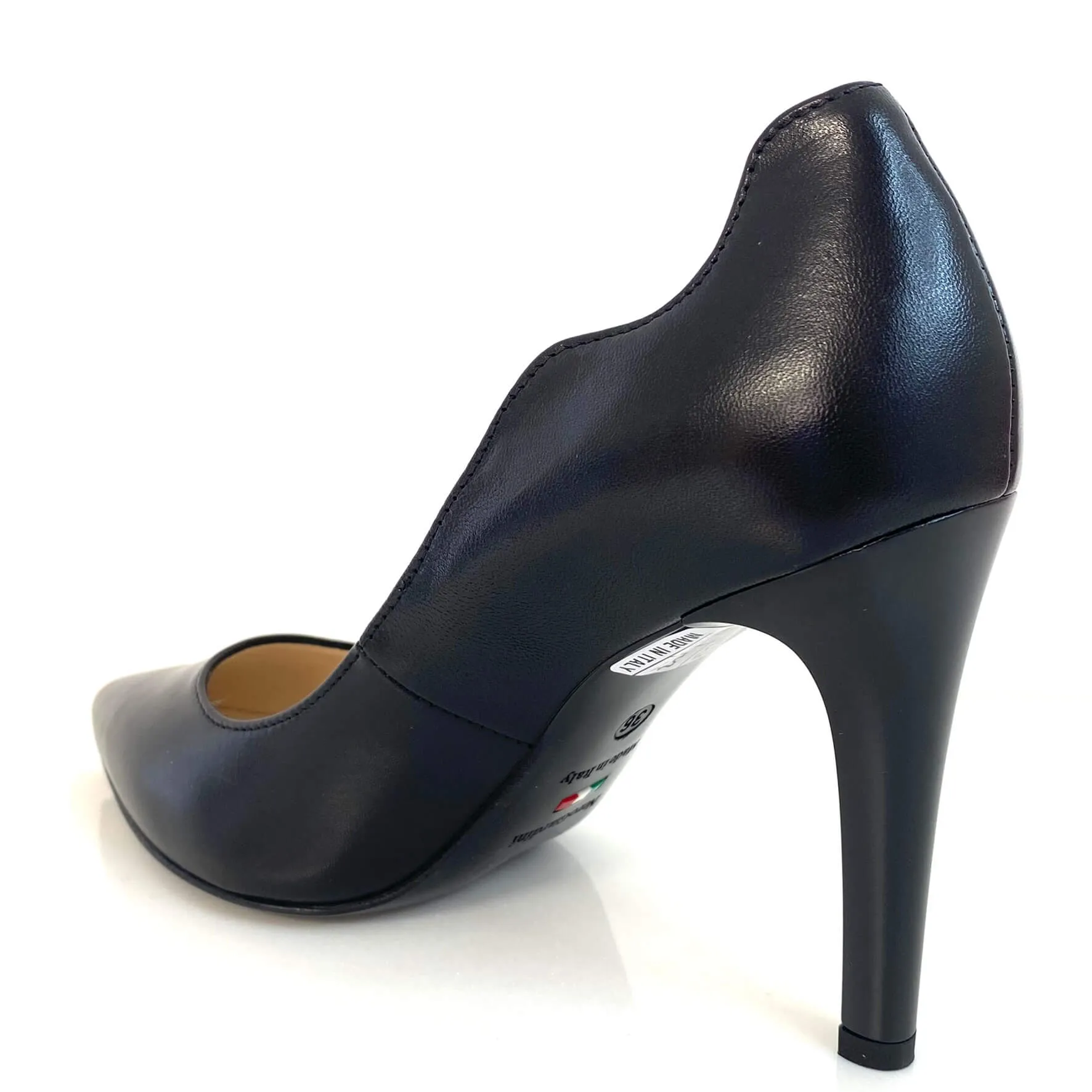 NeroGiardini Black Leather Modern Stiletto Shoes