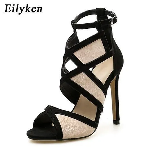 New Desiger Sexy Women Sandals Hollow out Buckle Strap High Heels