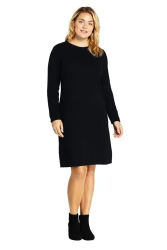 New Land's End women's Casual Comfortable Sweater Dress, Black, Sz M!