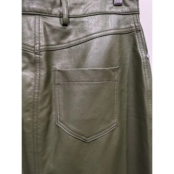 New! Pilcro The Madi Faux Leather Front Slit Denim Maxi Skirt, 8