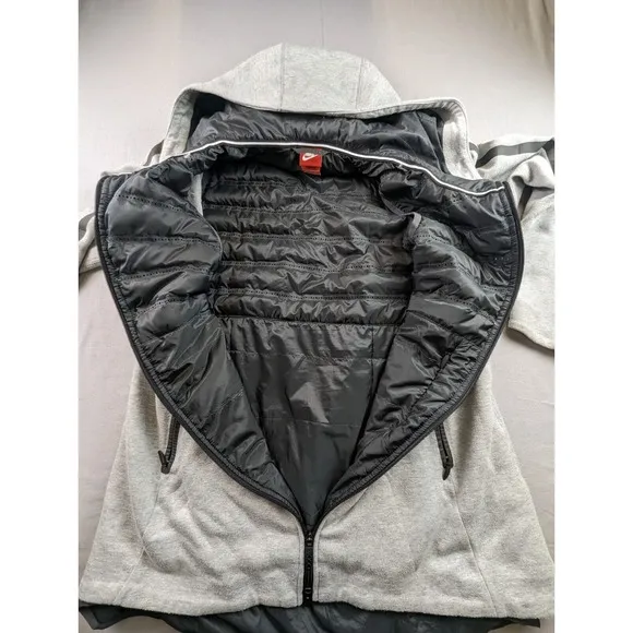 Nike Tech Women's Aeroloft Parka Goose Down Heather Gray Black Large (MSRP $250)