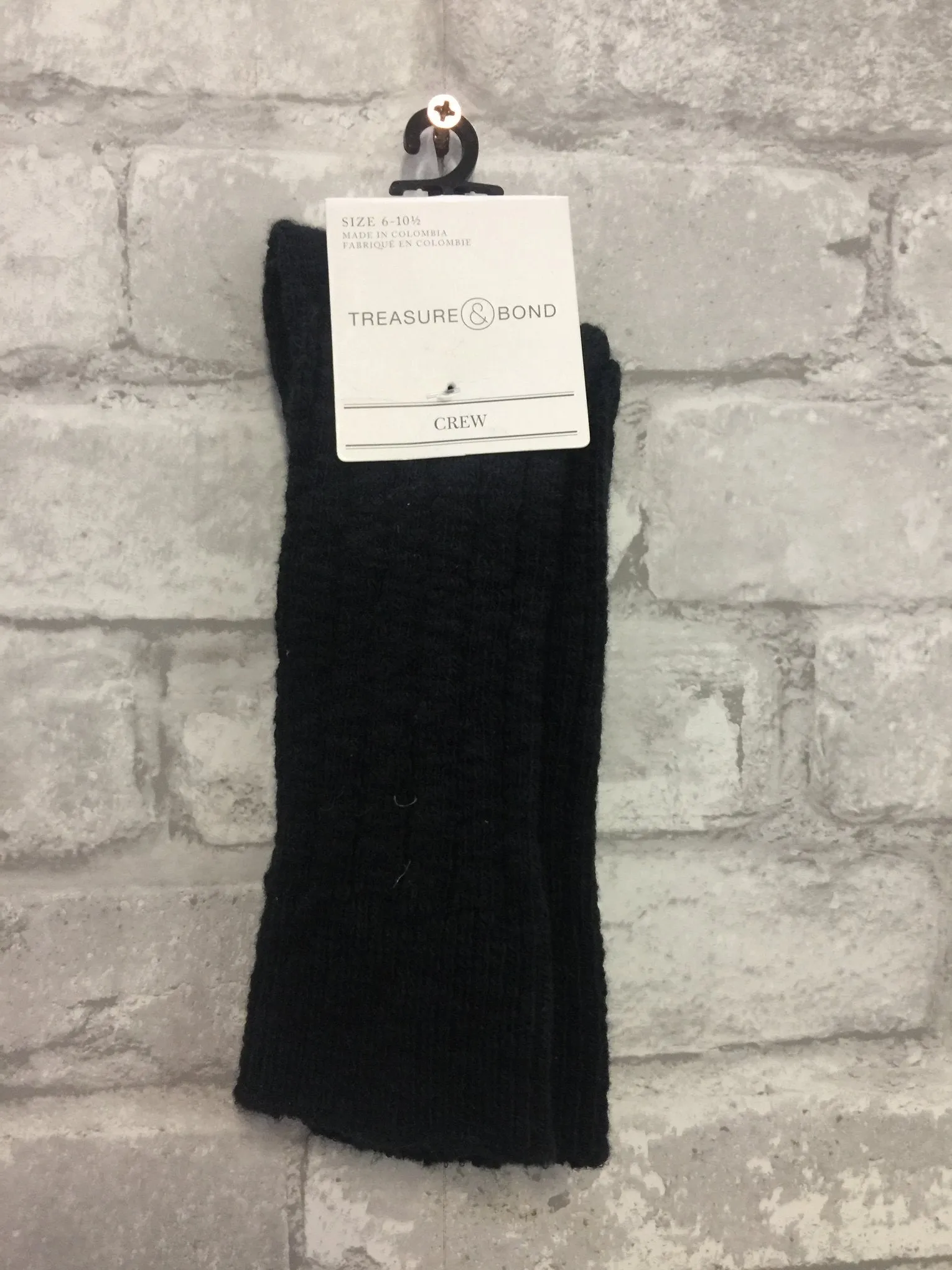 Nordstrom Item! Women's Treasure & Bond Crew socks, Black, Sz 6-10.5!