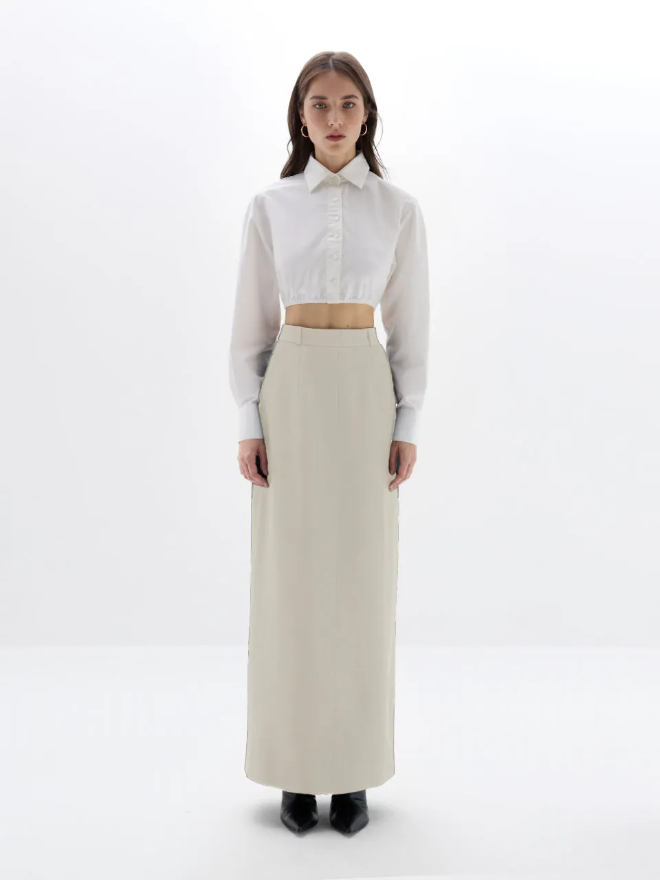 Noura Long Tailored Skirt - Off White