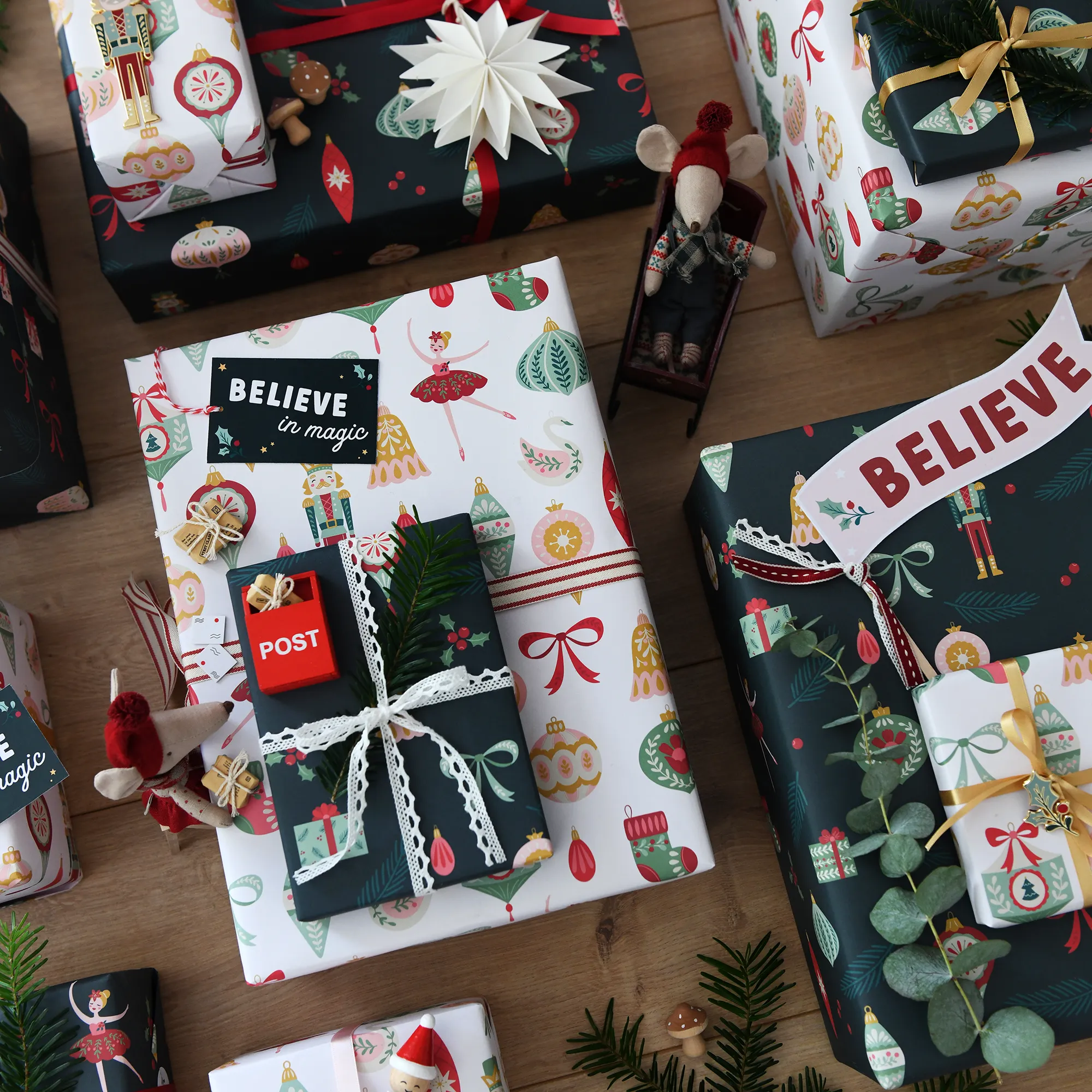 Nutcracker Mixed Christmas Wrapping Paper Set