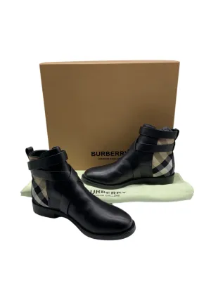 NWT Burberry Housecheck Ankle Booties Women's Size 38.5 = US 8.5