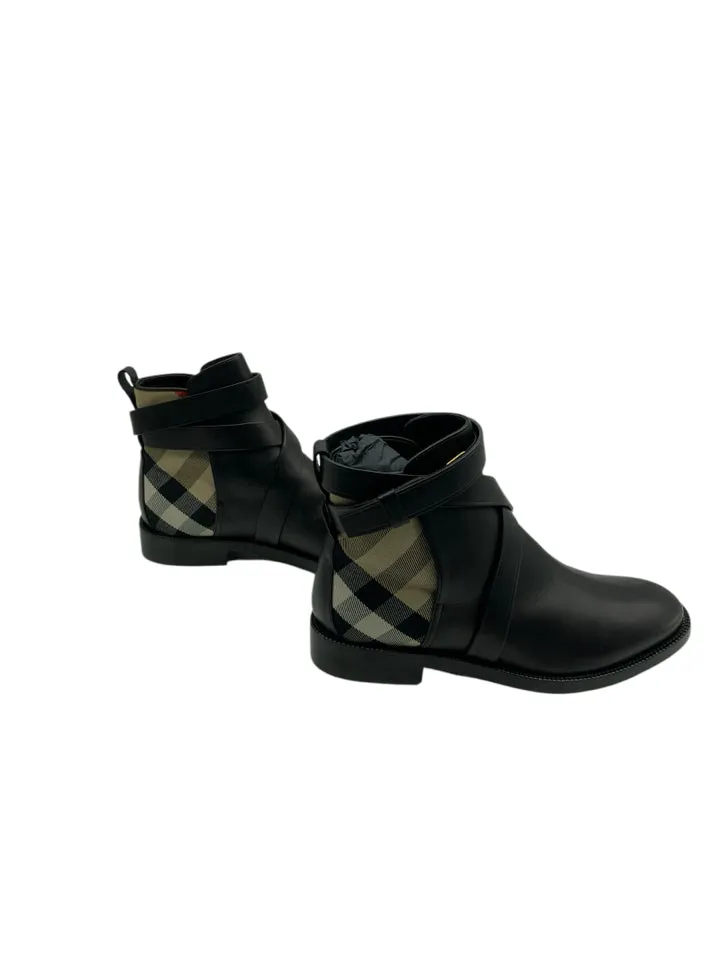 NWT Burberry Housecheck Ankle Booties Women's Size 38.5 = US 8.5