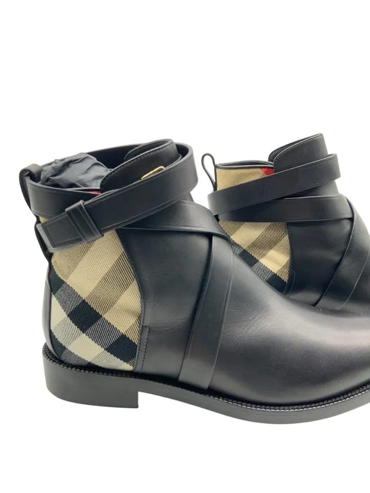 NWT Burberry Housecheck Ankle Booties Women's Size 38.5 = US 8.5