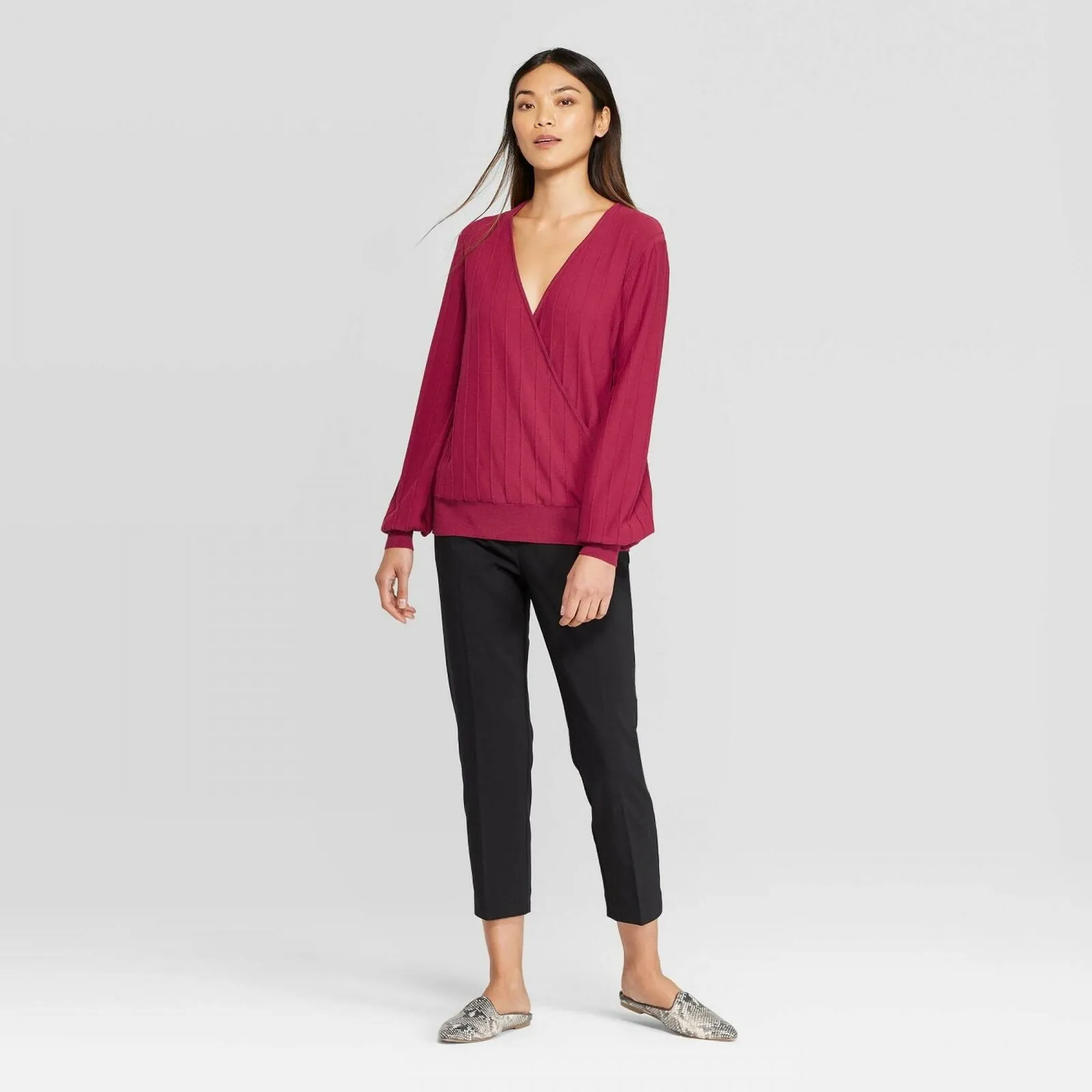 NWT Prologue Women's V-Neck Wrap Pull Over Sweater. 00558816 Large