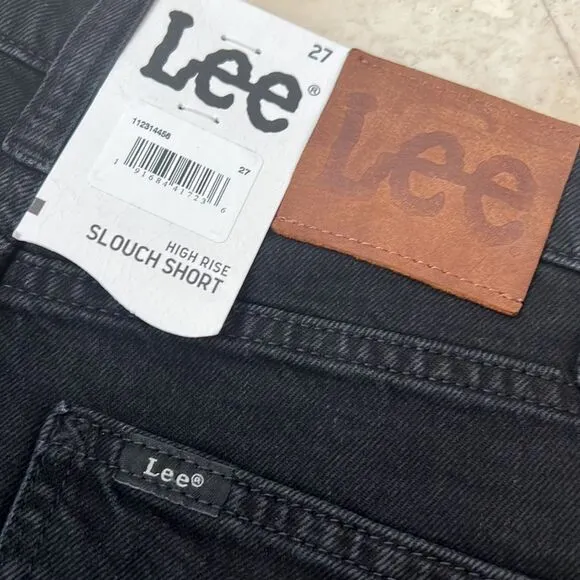 NWT Vintage Fit Lee Women's High Rise Slouch Jean Short BLACK