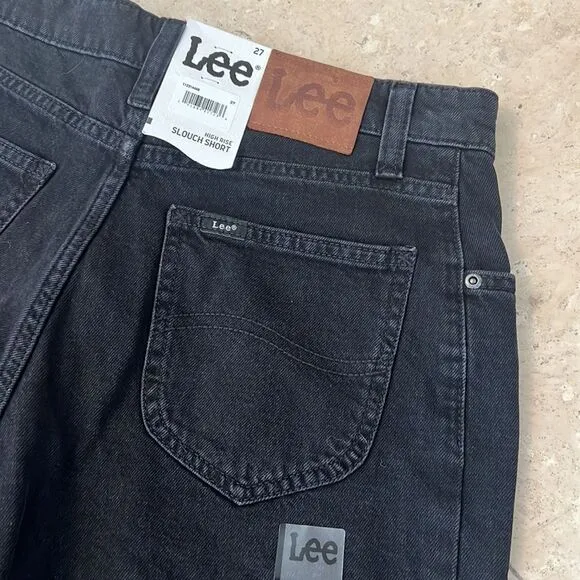 NWT Vintage Fit Lee Women's High Rise Slouch Jean Short BLACK