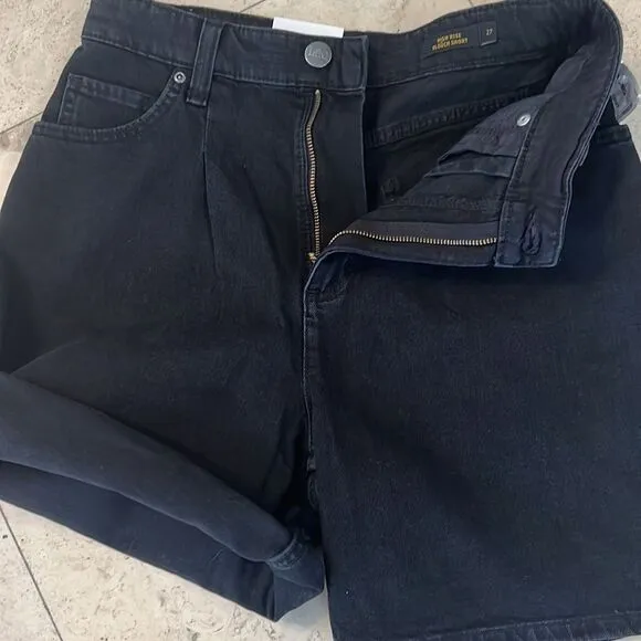 NWT Vintage Fit Lee Women's High Rise Slouch Jean Short BLACK